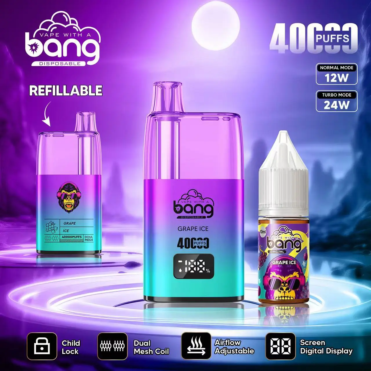 Bang 40000 40K Puffs LED Digital Display Screen Refillable Oil Vape - Image 20