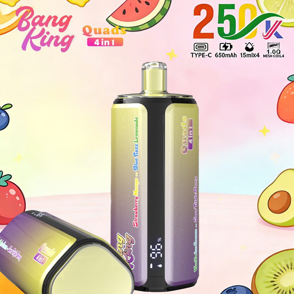 Bang King 250000 250K Puffs 4 In 1 Flavors Original Rechargeable LED Display Disposable Vape - Image 9
