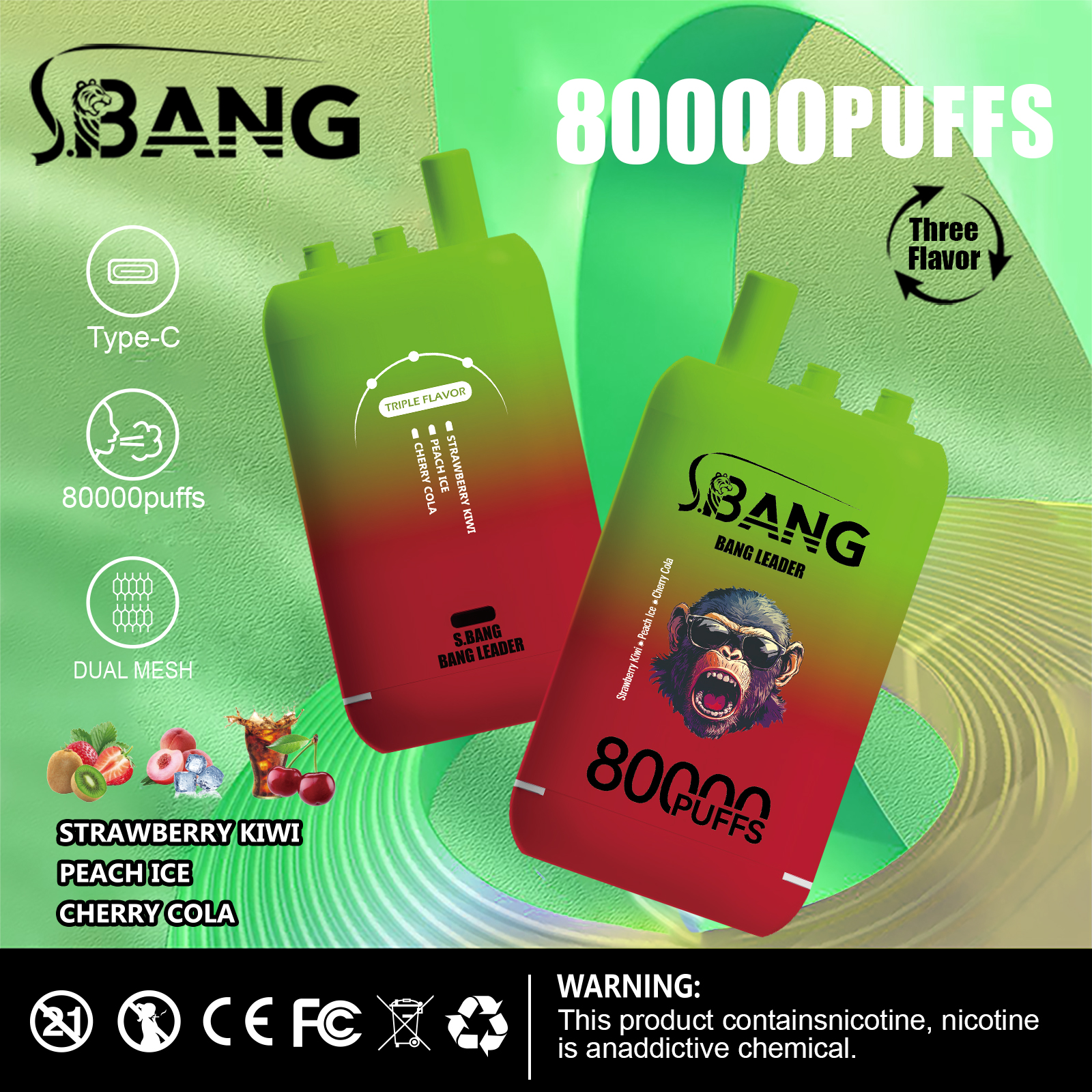 Bang Leader 80000 80K Puffs 3 in 1 Flavors Newest Original Rechargeable Disposable Vape - Image 9