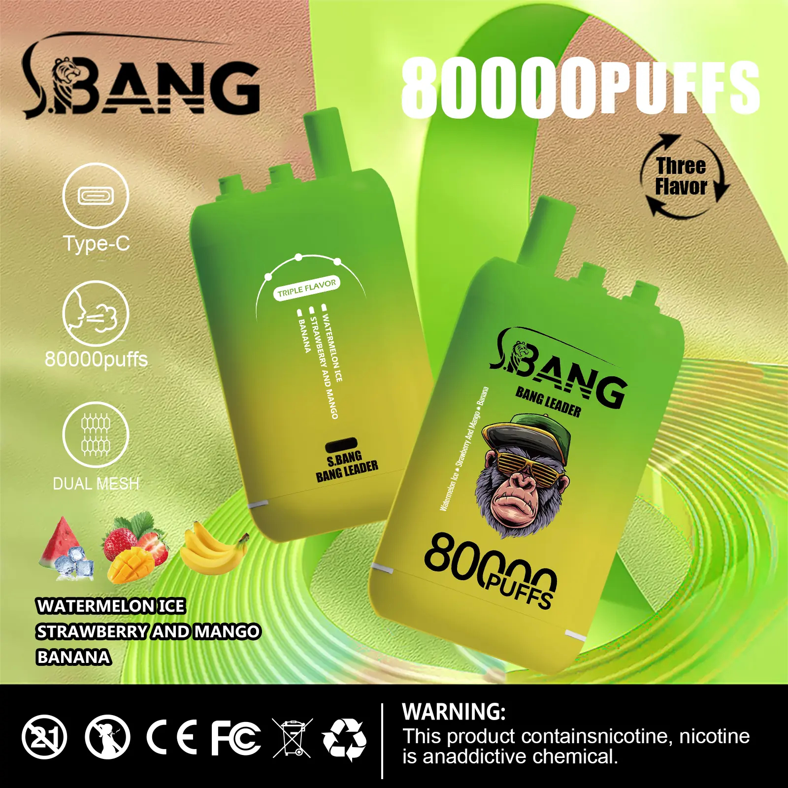 Bang Leader 80000 80K Puffs 3 in 1 Flavors Newest Original Rechargeable Disposable Vape - Image 8
