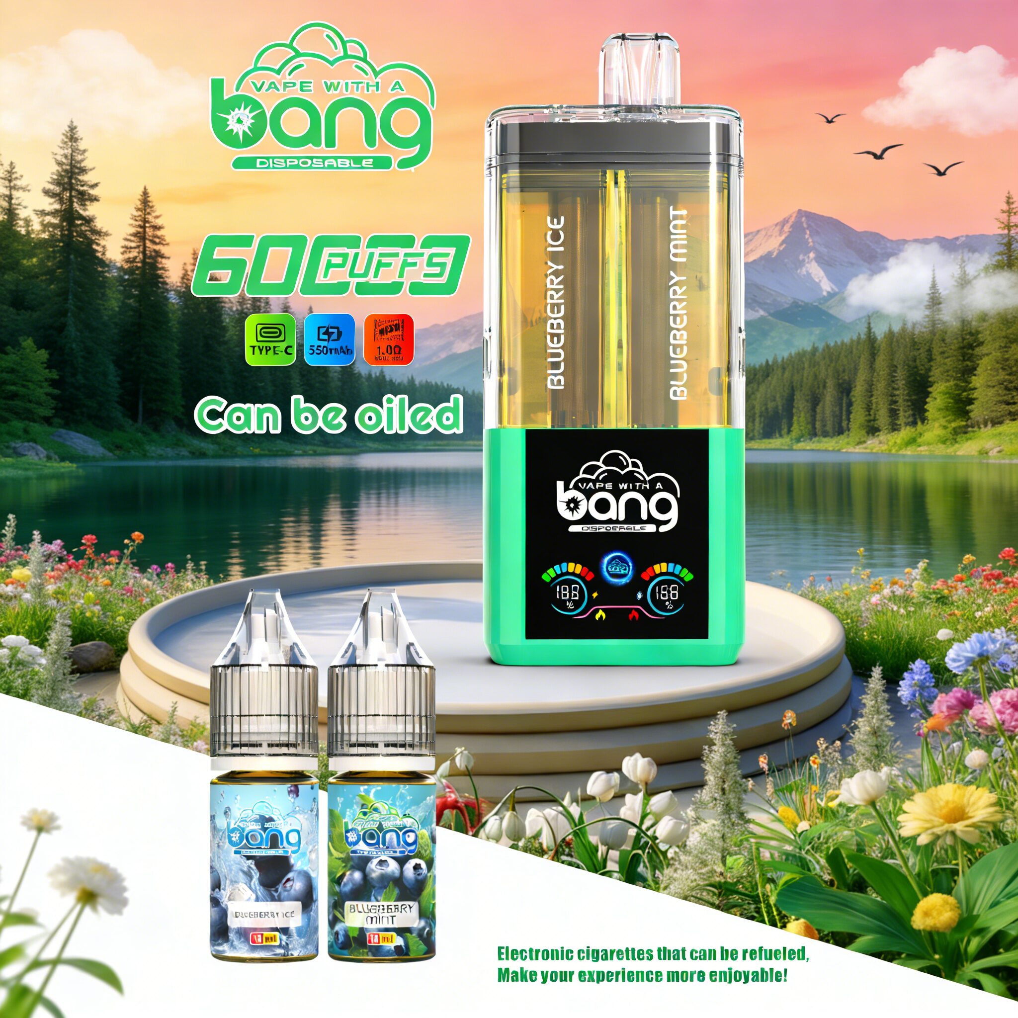 Bang 60K 60000 Puffs Dual Flavors Rechargeable Original Refillable Oil Vape - Image 3