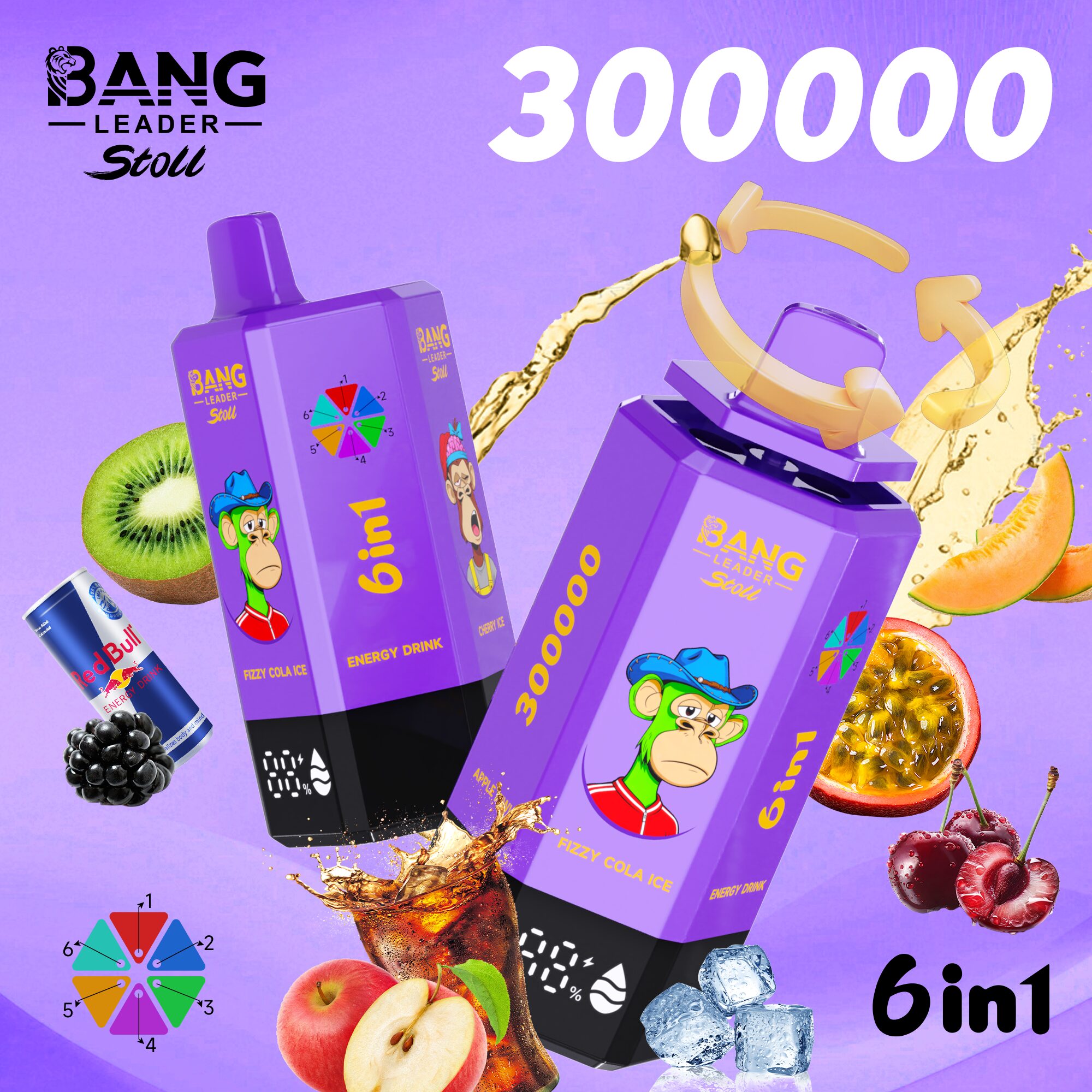 Bang Leader 300K 300000 Puffs 6-in-1 Flavors Rechargeable LED Display Disposable Vape - Image 23