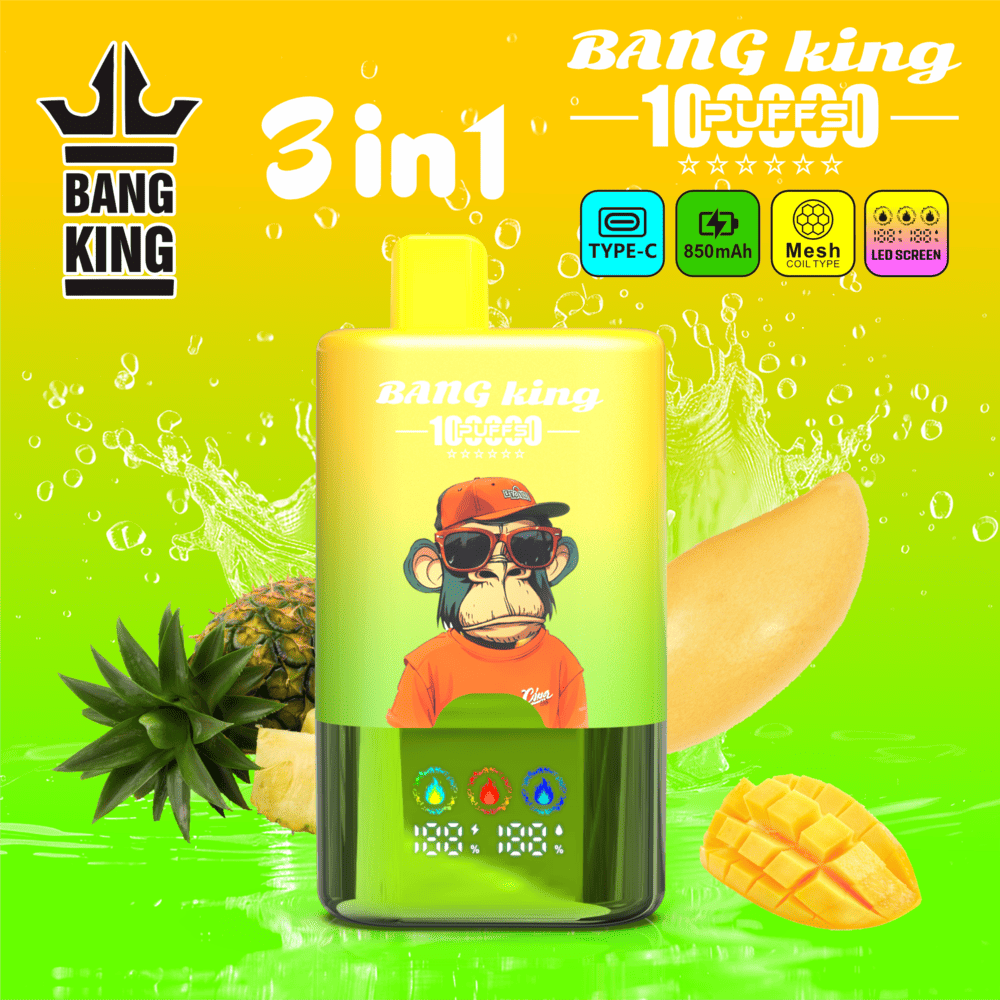 Bang King 100000 100K Puffs 3 In 1 Flavors Original Rechargeable LED Display Disposable Vape - Image 11
