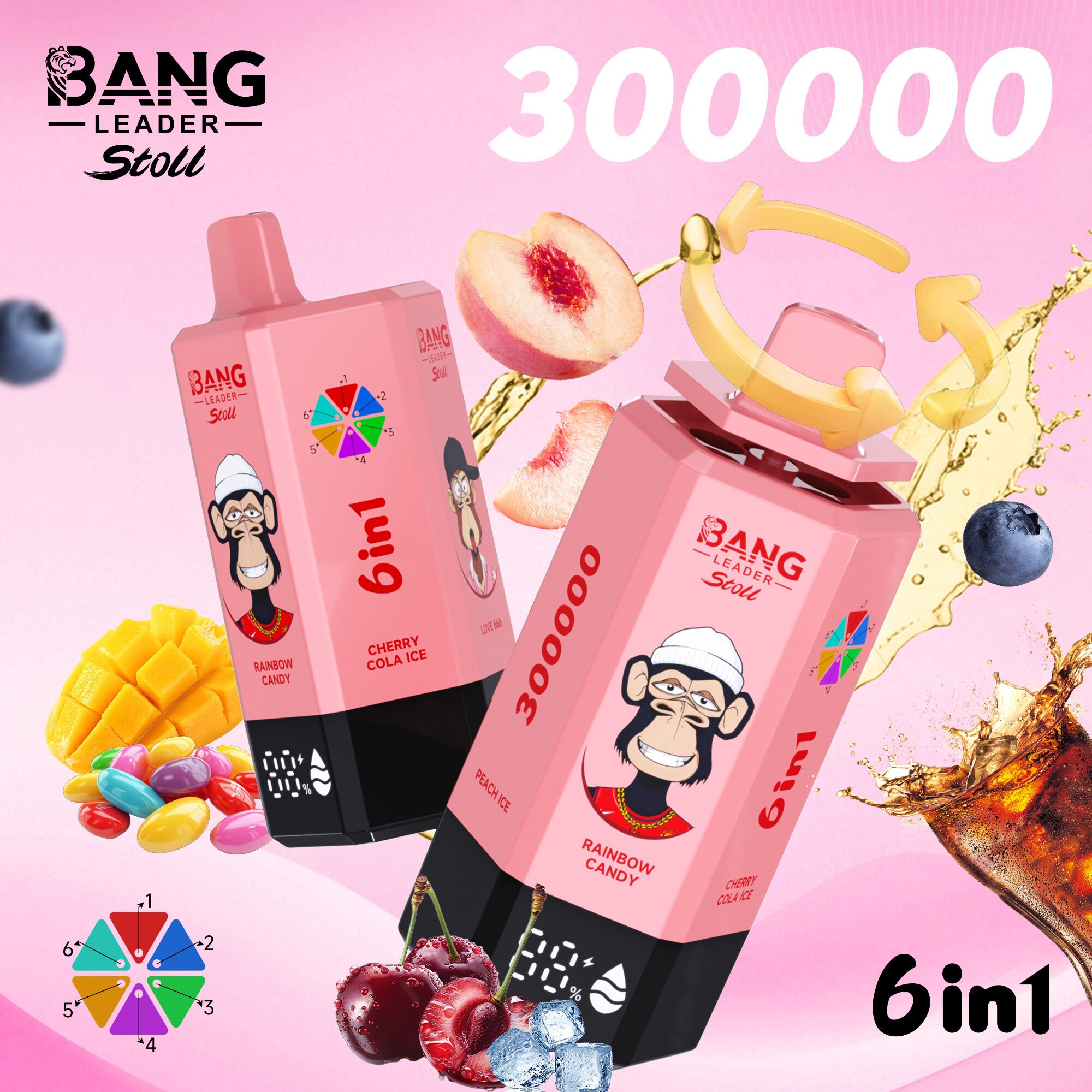 Bang Leader 300K 300000 Puffs 6-in-1 Flavors Rechargeable LED Display Disposable Vape - Image 15
