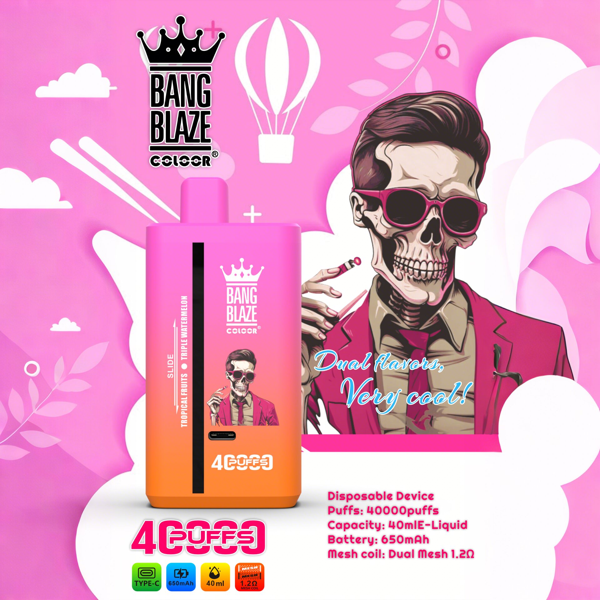 Bang Blaze 40000 40K Puffs 2% 3% 5% Nicotine Double Taste Disposable Vape - Image 3