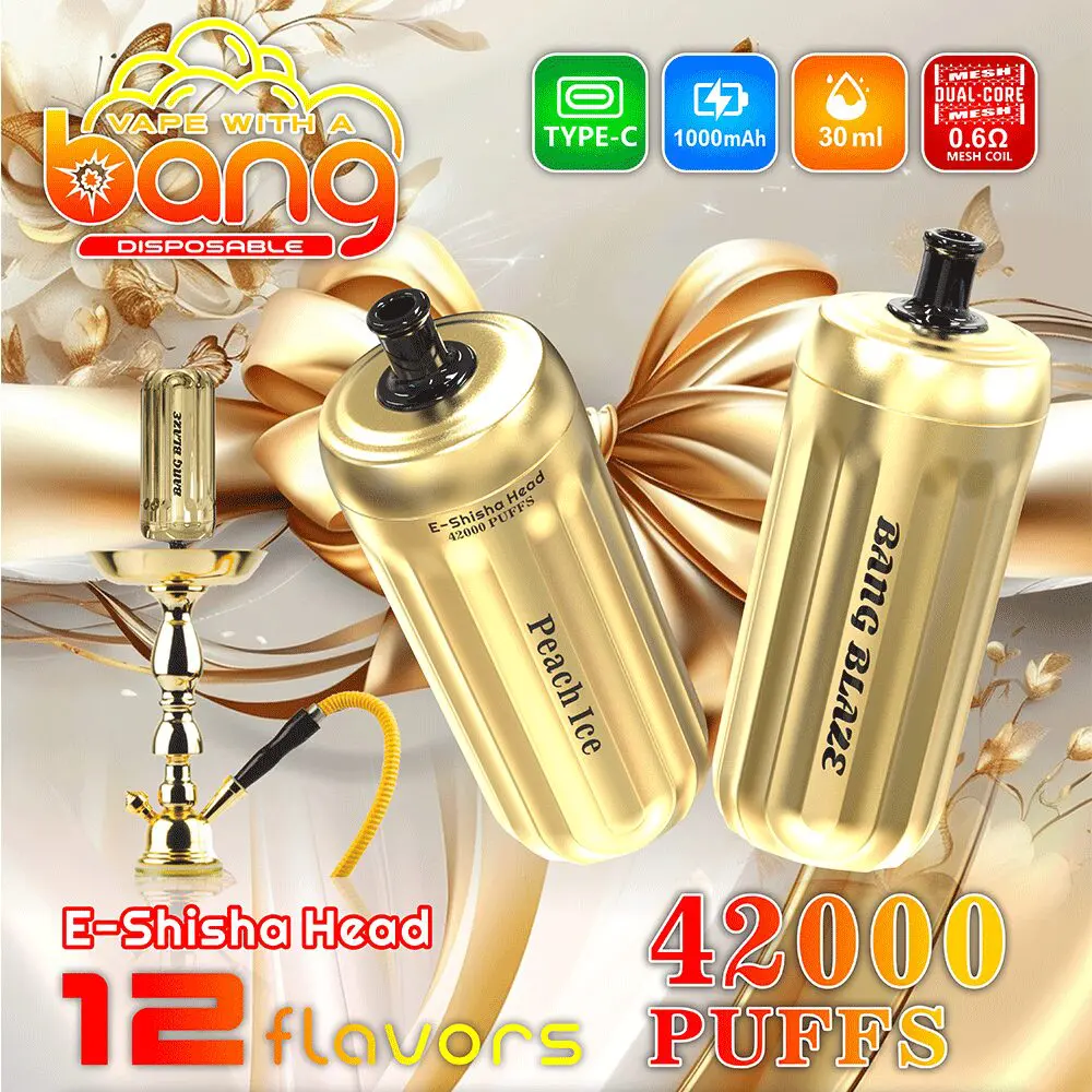 Bang E-Shisha Head 42000 42K Puffs Gold LED Display Disposable Vape - Image 2