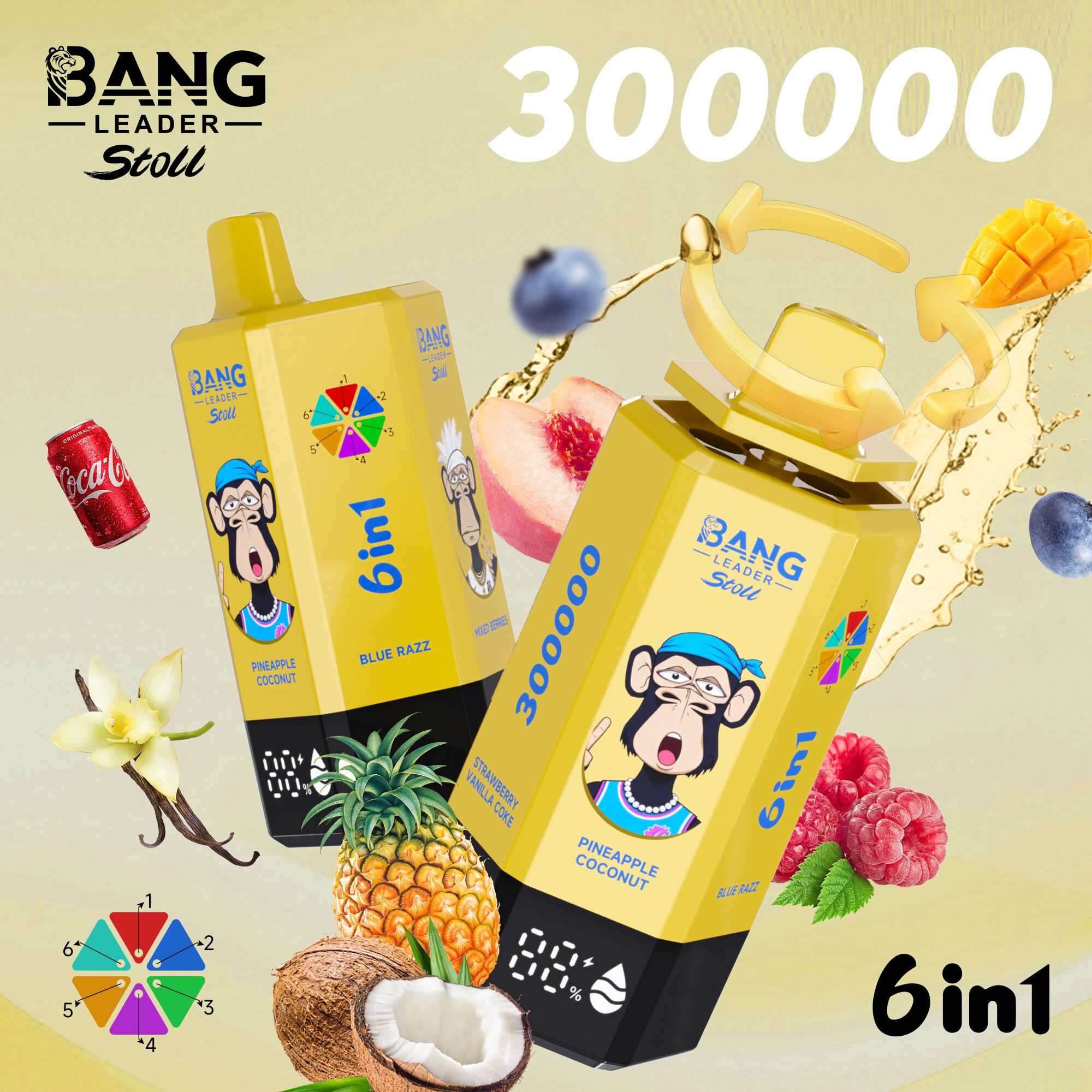 Bang Leader 300K 300000 Puffs 6-in-1 Flavors Rechargeable LED Display Disposable Vape - Image 17