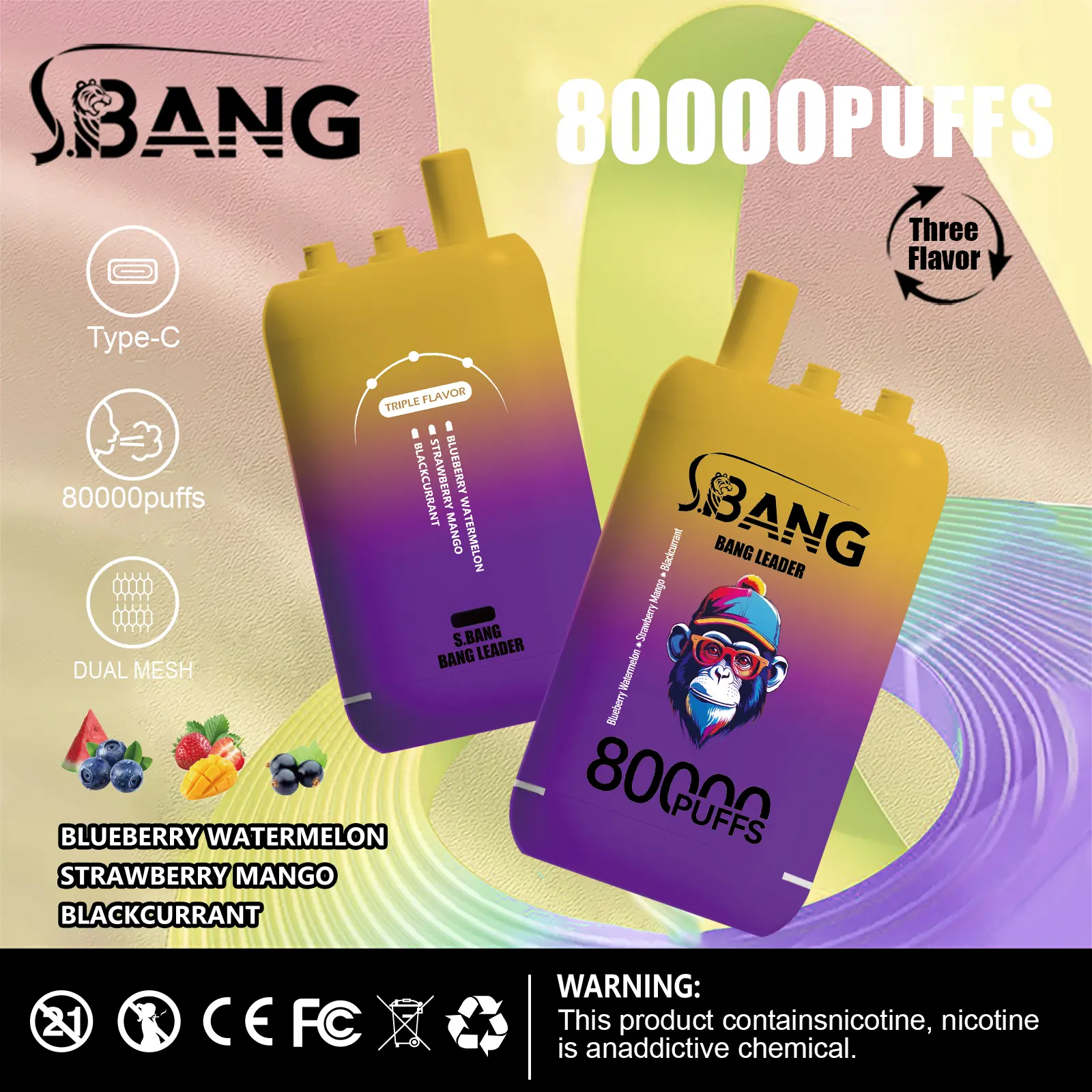 Bang Leader 80000 80K Puffs 3 in 1 Flavors Newest Original Rechargeable Disposable Vape - Image 24