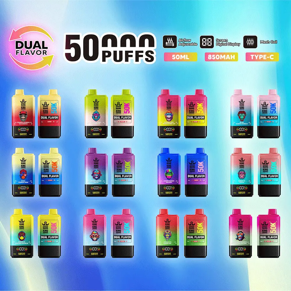 Bang King 50000 50k Puffs 2% 3% 5% Nicotine Double Taste LCD Display Disposable Vape - Image 4