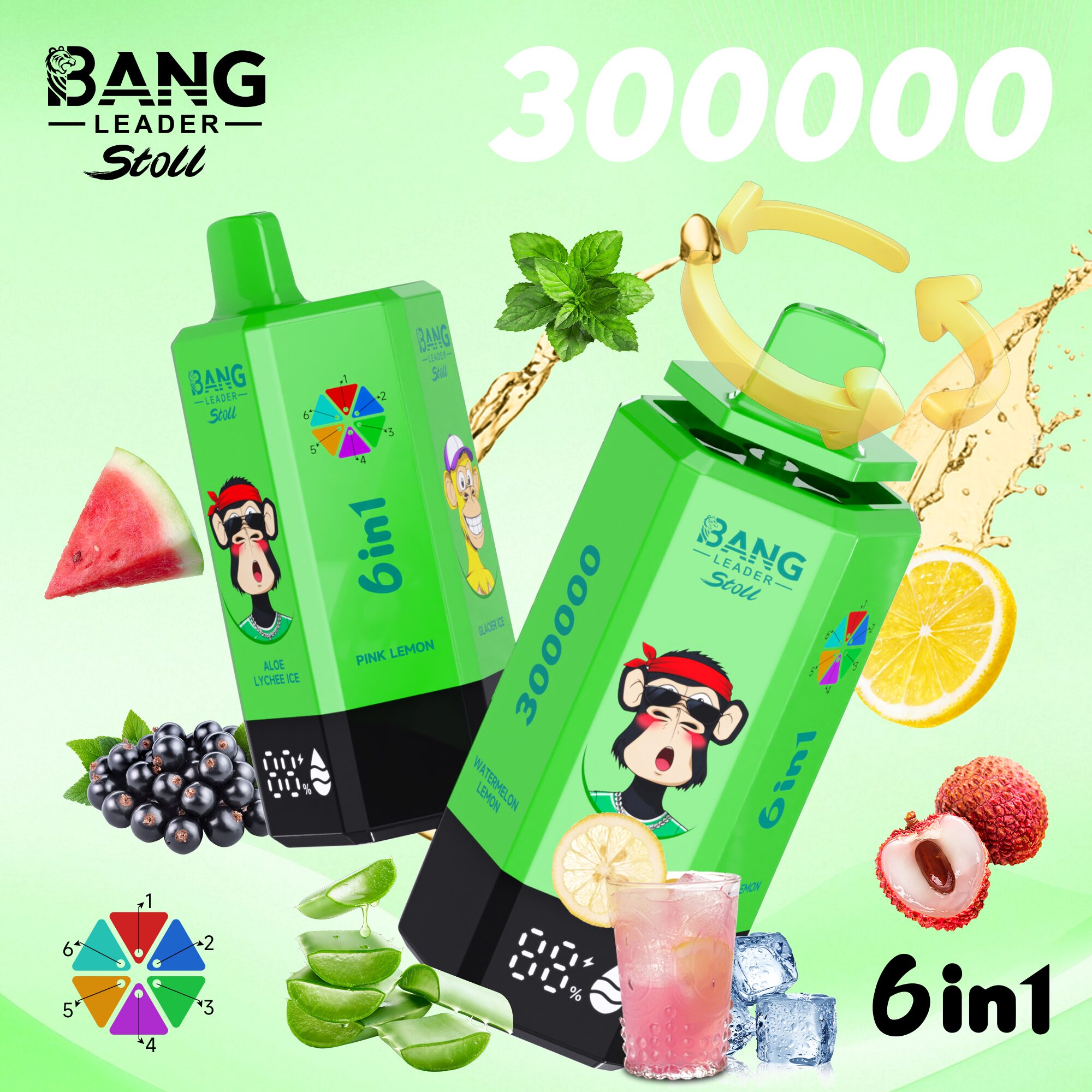 Bang Leader 300K 300000 Puffs 6-in-1 Flavors Rechargeable LED Display Disposable Vape - Image 27