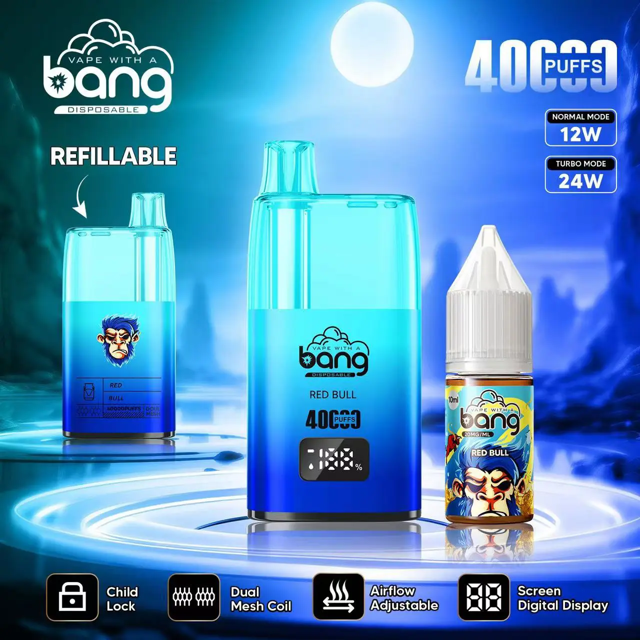 Bang 40000 40K Puffs LED Digital Display Screen Refillable Oil Vape - Image 14