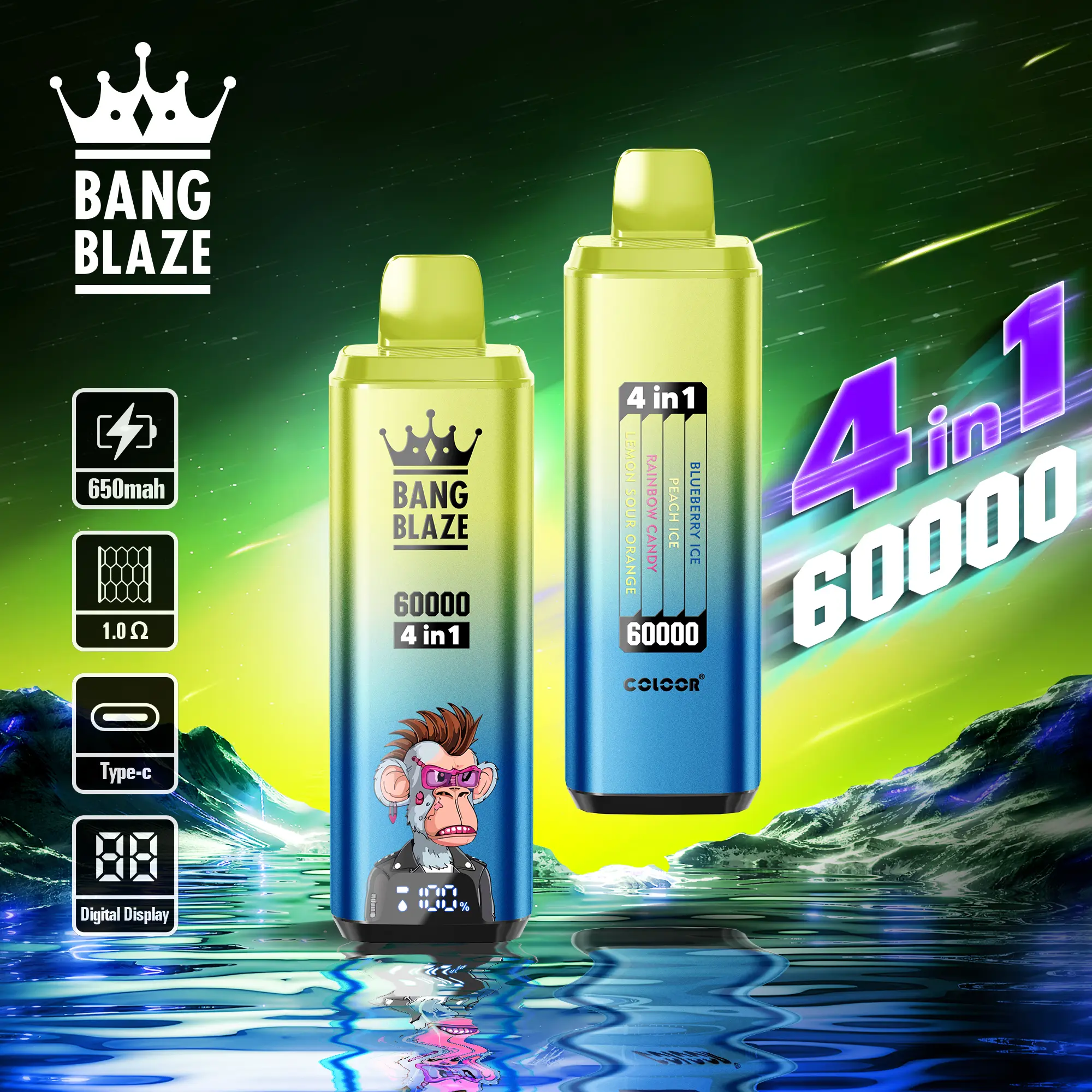 Bang Blaze 60000 60k Puffs 4 in 1 Flavors Newest Original Rechargeable LCD Display Disposable Vape - Image 28